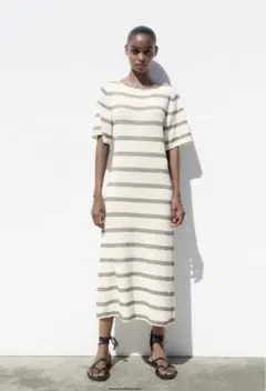 新品未使用ZARA ボーダー柄ニットワンピース