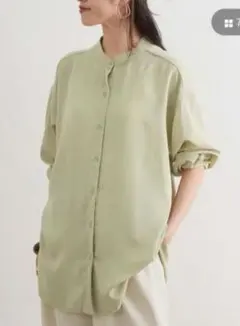 VIS チュニック丈 バンドカラー シャツ ブラウス 美品のサムネイル