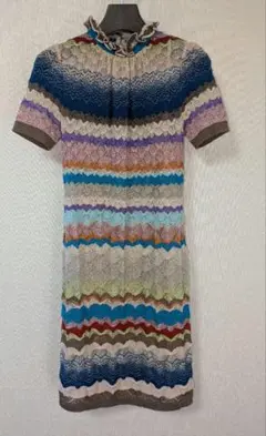 MISSONI　マルチカラー 波状ストライプ 半袖　ワンピースのサムネイル