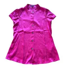 theory シルクブラウス 半袖 ピンク 光沢 上品 小さめサイズ 2