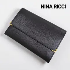 未使用品✨️ ニナリッチ　ヴィンテージ　レザー　折り財布　がまぐち　黒のサムネイル