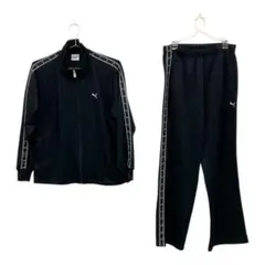 (PUMA・プーマ) 黒 レディース ジャージ セットアップ ロゴ入り