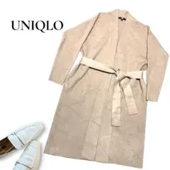 【美シルエット】UNIQLO ニットコート S ベージュ ベルト付き ノーカラー
