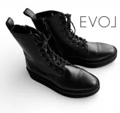 未使用級 EVOLイーボル 22AW 本革レザー 厚底レースアップブーツ黒M