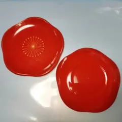 赤いうめの花びらの型　漆器　木製 ５枚セット