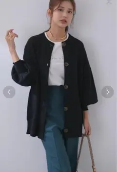 万能ミラノリブクルーネックざっくりカーディガン