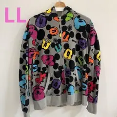 ミッキー　ジップアップパーカー　総柄　カラフル　ディズニーリゾート