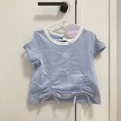 しまむら 半袖Tシャツ ブルー 青 リボン CUTE LOVE 110cm
