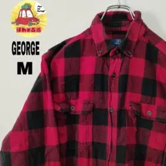 usa古着 GEORGE ネルシャツ　M　レッド ブラック　チェック