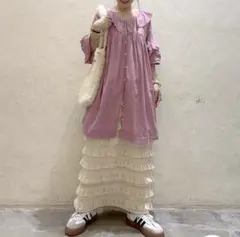 ♡新品未使用♡プレミアムローンラッフルチュニック♡2WAYピンク♡