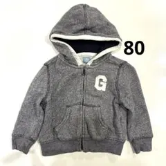 グレー フード付き トレーナー ベビーギャップ　ネイビー　前開き　パーカー