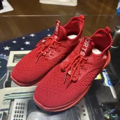 レッド メッシュスニーカー - メルカリ