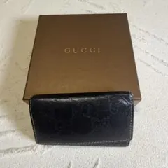 GUCCI グッチ　シマレザーキーケース GG柄 ブラック　ブランド箱付属