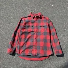 良配色✨ ヘビーネルシャツ ブロックチェック 赤黒 L ユニクロ