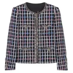 マルチカラー チェックツイードジャケット