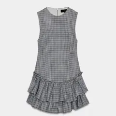 ZARA チェック柄 フリル付きワンピース Mサイズ - メルカリ