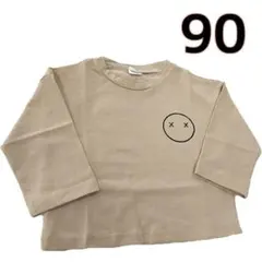 即購入OK 子供用 シンプル 長袖 Tシャツ 90cm ベージュ 春 秋 薄手