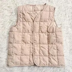 7499 美品✨キッズ130 キルティングダウンベスト リバーシブル ベージュ
