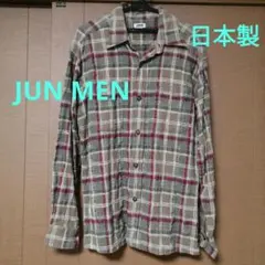 90's JUN MEN vintage チェック柄 長袖シャツのサムネイル