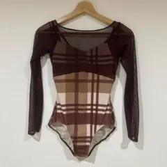 ★チャコット★ ジョシュアエリス　ブラウン チェック柄 レオタード