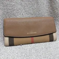 【美品】Burberry バーバリー　長財布　キャンバス　レザー　ノバチェック