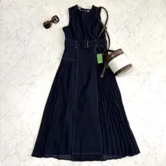 新品【チャオパニック】デニムワンピース　ノースリーブ　プリーツ　インディゴのサムネイル