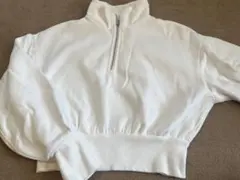 ホワイト クロップドスウェット トレーナー