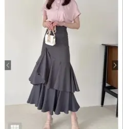GRL アシンメトリーティアードマーメイドスカート[ws03] グレイル