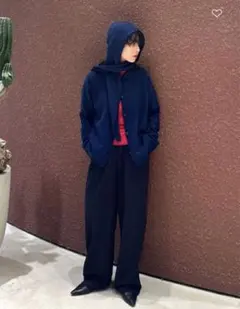 ＜6(ROKU)＞ライン パンツ　ネイビー　38