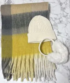 UNIQLO ユニクロ　GRL 　ニット帽　マフラー　ファーイヤーマフラー