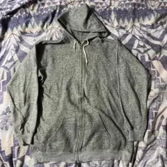 ビンテージ　80s 霜降りグレー スウェットフードパーカー アルミジッパー