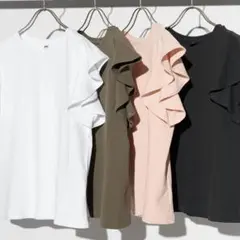 UNIQLO ラッフルスリーブT ホワイトのサムネイル
