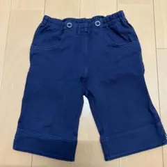 ネイビー ハーフパンツ ストライプ裾付き