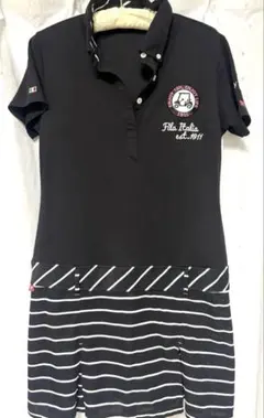FILA GOLF 半袖ポロワンピース ブラック Lサイズ