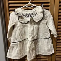 H&M 刺繍フリル襟ワンピース 95cm未満