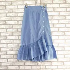 ZARA WOMAN ザラウーマン　ストライプフリルスカート　レイヤー　水色