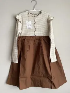 ☆新品☆キッズ アプレレクール 異素材切り替えワンピース♪130cm