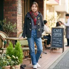 Y5830*トミーガール☆ダッフルコート☆S☆グレー☆ウール☆ショート丈☆フードのサムネイル