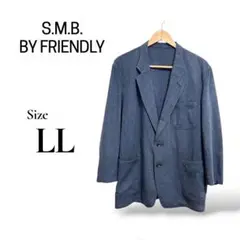 S.M.B 綿麻レーヨン テーラードジャケット 涼しい サマージャケット紺 XLのサムネイル