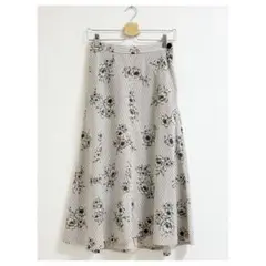 m529_IENA 美品✨ストライプフラワースカート 花柄 36