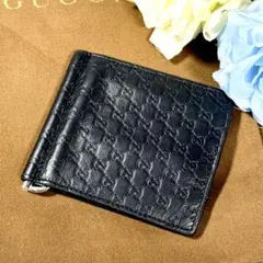 美品✨GUCCIグッチ マイクロシマ マネークリップ 黒 レザー 折り財布のサムネイル