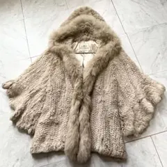 未使用　BALMAIN バルマン カシミヤ100% フォックスファー ポンチョ 未使用級/カシミヤ100%】BALMAIN バルマン フォックスファー コート