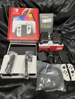 【付属品完備】Switch本体有機EL JCホワイト※保護フィルム付き