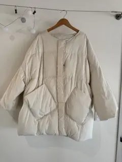 マフラー付 ダウンジャケット アイボリー