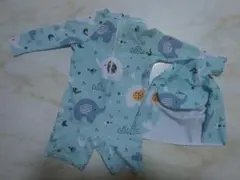 ベビー水着(男の子) ゾウ柄 帽子付き