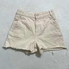 ZARA/綿100%/ハイウエストショートパンツ/カットオフデザイン/S〜M