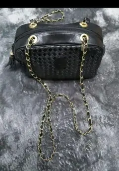 黒 レザー 編み込みPURPLE CLOUD のショルダーバックです