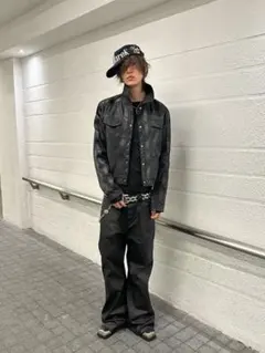 OLD GAP ブラックレザー トラッカージャケット 短丈 - メルカリ