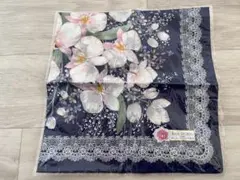 ハンカチ 蘭 ネイビー