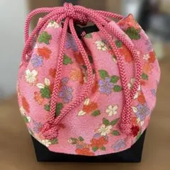 着物用巾着　柄ちりめん　ピンクのサムネイル